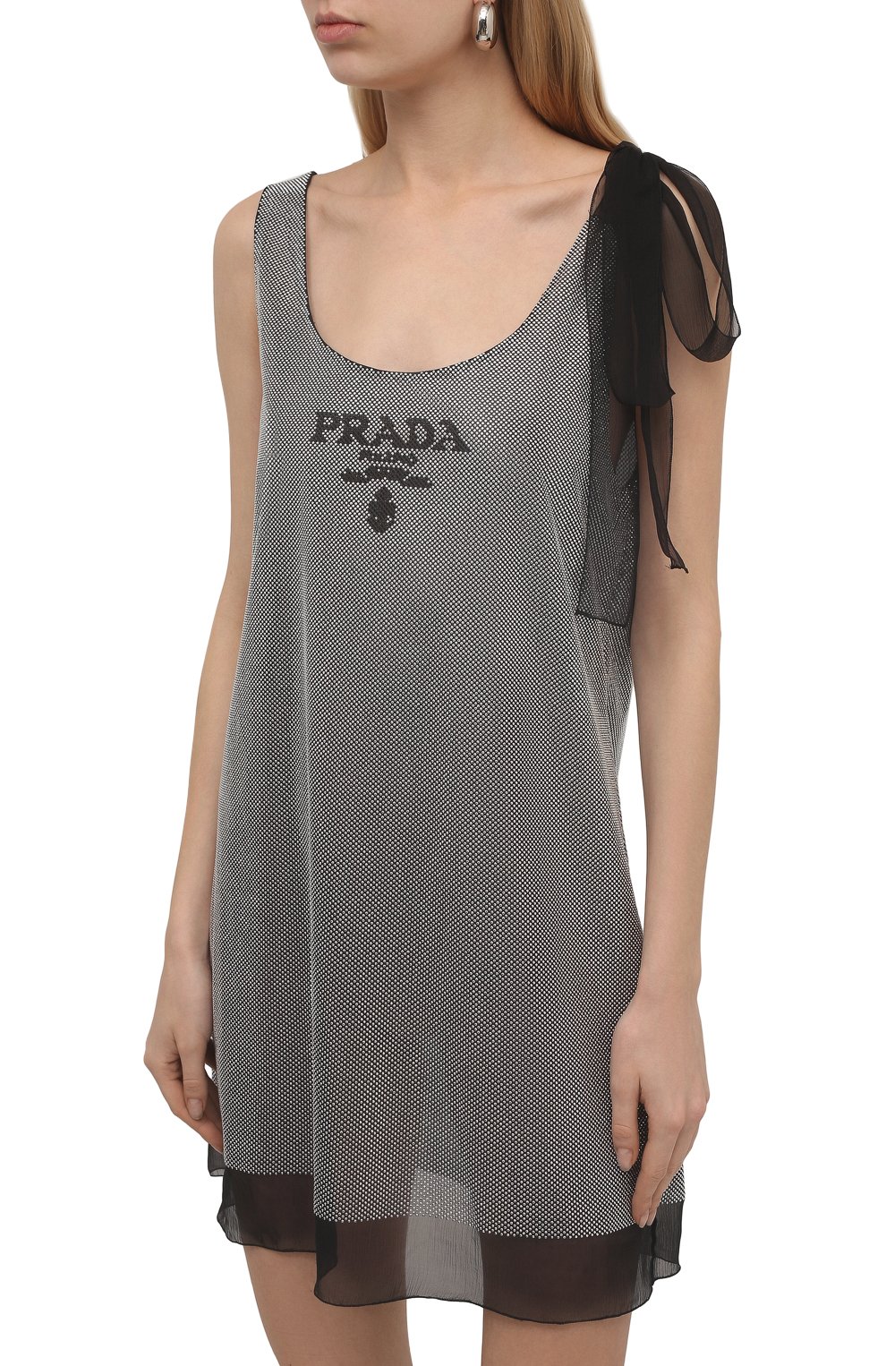 Шелковое платье с отделкой стразами PRADA, арт. P3G24R-1Z4W-F0118-221, фото 3