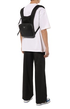 Мужской рюкзак PRADA черного цвета, арт. 2VZ093-2DXV-F0002-OOO | Фото 7 (Материал: Текстиль, Натуральная кожа; Размер: medium; Стили: Кэжуэл; Ремень/цепочка: На ремешке)