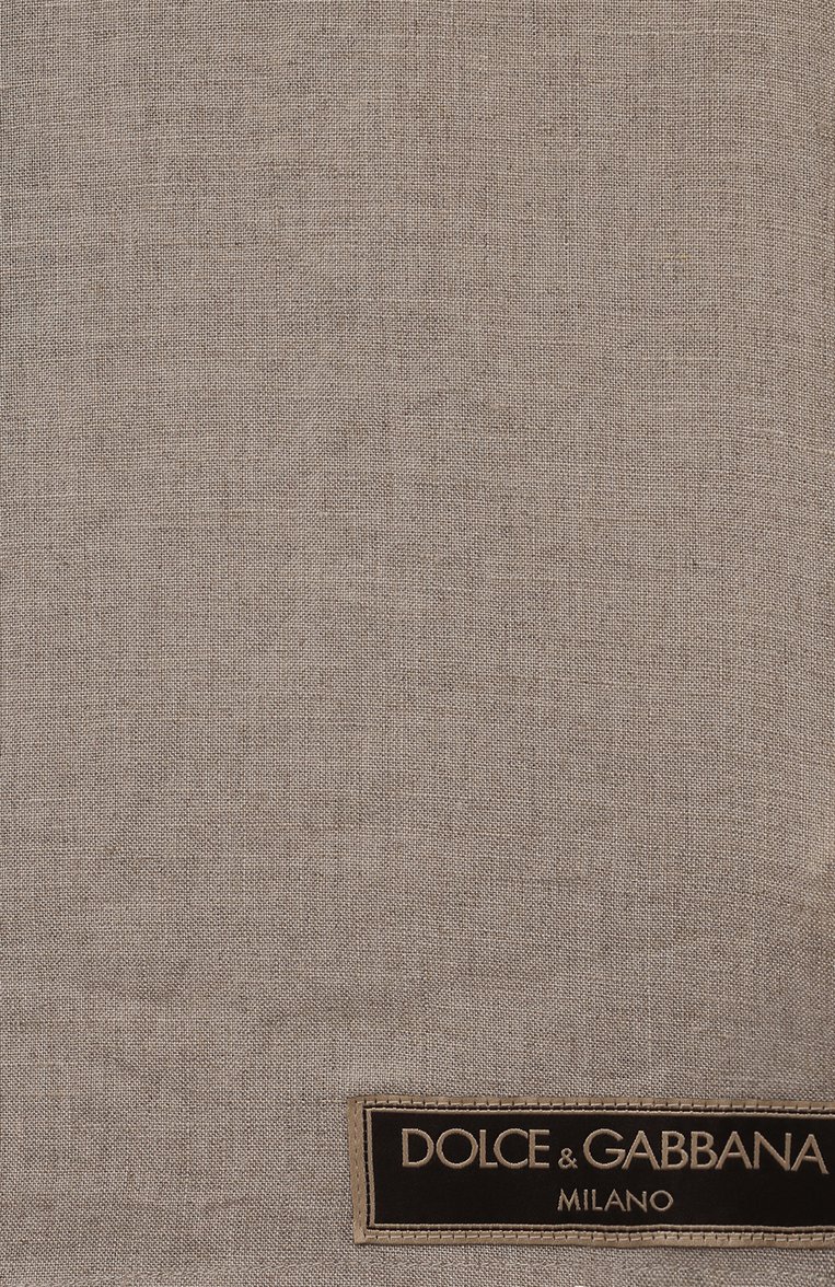 Детская льняная рубашка DOLCE & GABBANA светло-бежевого цвета, арт. L44S02/G7NWR | Фото 3 (Материал внешний: Лен; Рукава: Короткие; Случай: Повседневный; Автоматизация состава: Проставлено; Автоматизация ТО: Проставлен�о; Ростовка одежда: 2 года | 92 см, 6 лет | 116 см, 8 лет | 128 см, 12 лет | 152 см, 10 - 11 лет | 140 - 146см, 13 - 15 лет | 158 см, 3 года | 98 см, 5 лет | 110 см, 4 года | 104 см)