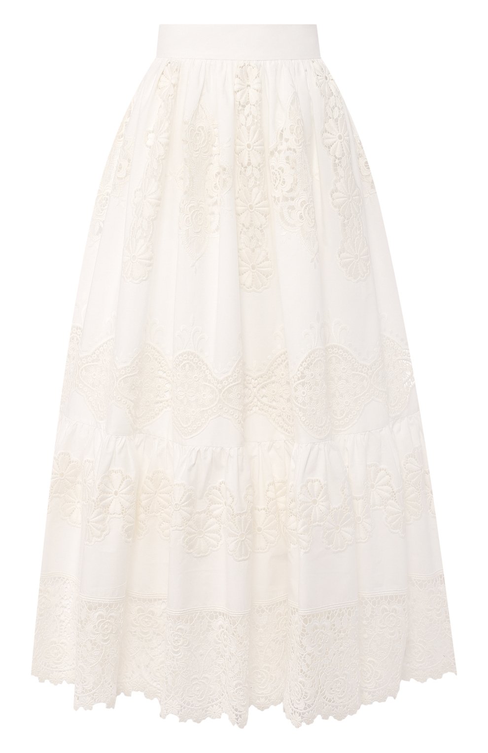 Хлопковая юбка DOLCE & GABBANA белого цвета по цене 246000 руб., арт. F4BHYZ/FGMFH, фото 1 Хлопковая юбка DOLCE & GABBANA, арт. F4BHYZ/FGMFH, фото 1