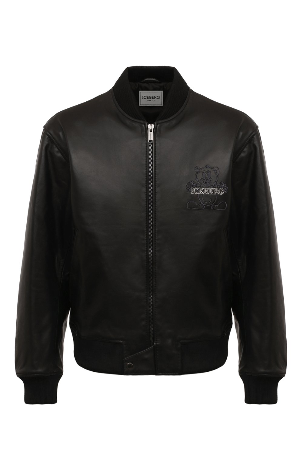 Кожаный бомбер ICEBERG черного цвета по цене 61700 руб., арт. Z021/6804, фото 1 Кожаный бомбер ICEBERG, арт. Z021/6804, фото 1