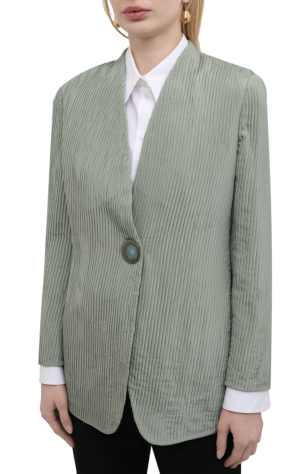 Шелковый жакет GIORGIO ARMANI светло-зеленого цвета по цене 371500 руб., арт. 1SHGG0KR/T029C, фото 3 Шелковый жакет GIORGIO ARMANI, арт. 1SHGG0KR/T029C, фото 3