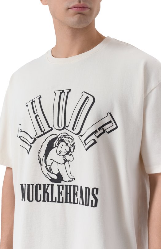 Хлопковая футболка Rhude RHFW25TT05012 Кремовый  RHFW25TT05012 Фото 5