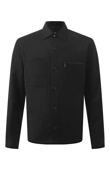 Мужская шерстяная куртка-рубашка ZEGNA черного цвета, арт. S0TM2/UEV01A8 | Фото 1 (Драгоценные камни: Проставлено; Рукава: Длинные; Материал подклада: Синтетический материал; Материал внешний: Шерсть; Материал сплава: Проставлено; Длина (верхняя одежда): Короткие)