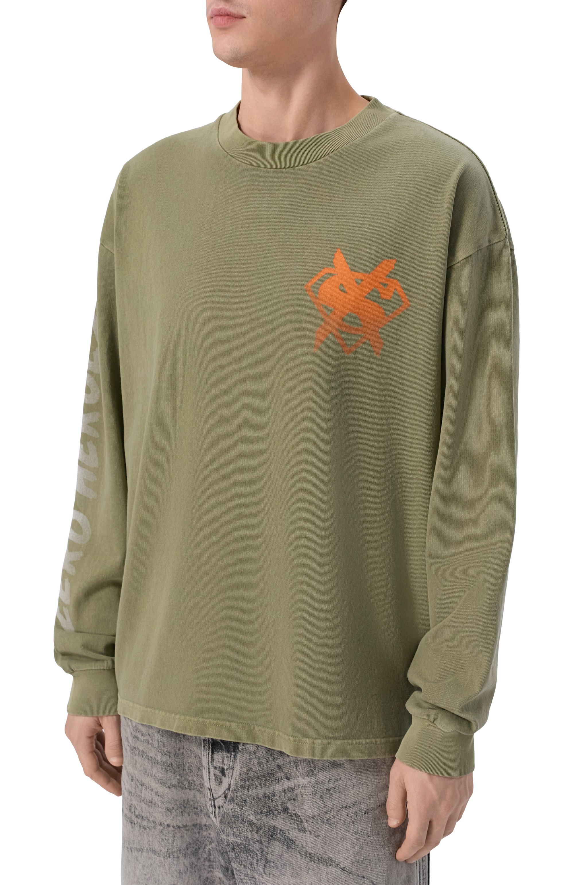 Хлопковый лонгслив KSUBI хаки цвета по цене 18600 руб., арт. MSP26TE029, фото 3 Хлопковый лонгслив KSUBI, арт. MSP26TE029, фото 3