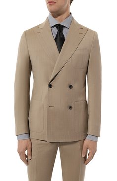 Мужской шерстяной костюм CORNELIANI бежевого цвета, арт. 93X009-9317400_SET | Фото 6 (Материал внешний: Шерсть; Рукава: Длинные; Костюмы М: Однобортный; Материал сплава: Проставлено; Драгоценные камни: Проставлено; Стили: Кэжуэл)