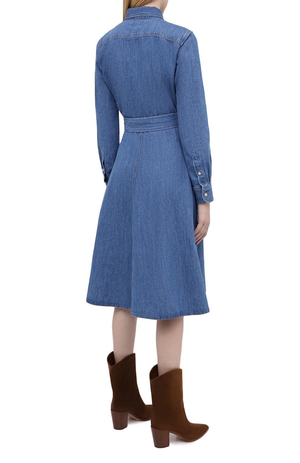 Платье из хлопка и льна POLO RALPH LAUREN синего цвета по цене 23650 руб., арт. 211810536, фото 4 Платье из хлопка и льна POLO RALPH LAUREN, арт. 211810536, фото 4
