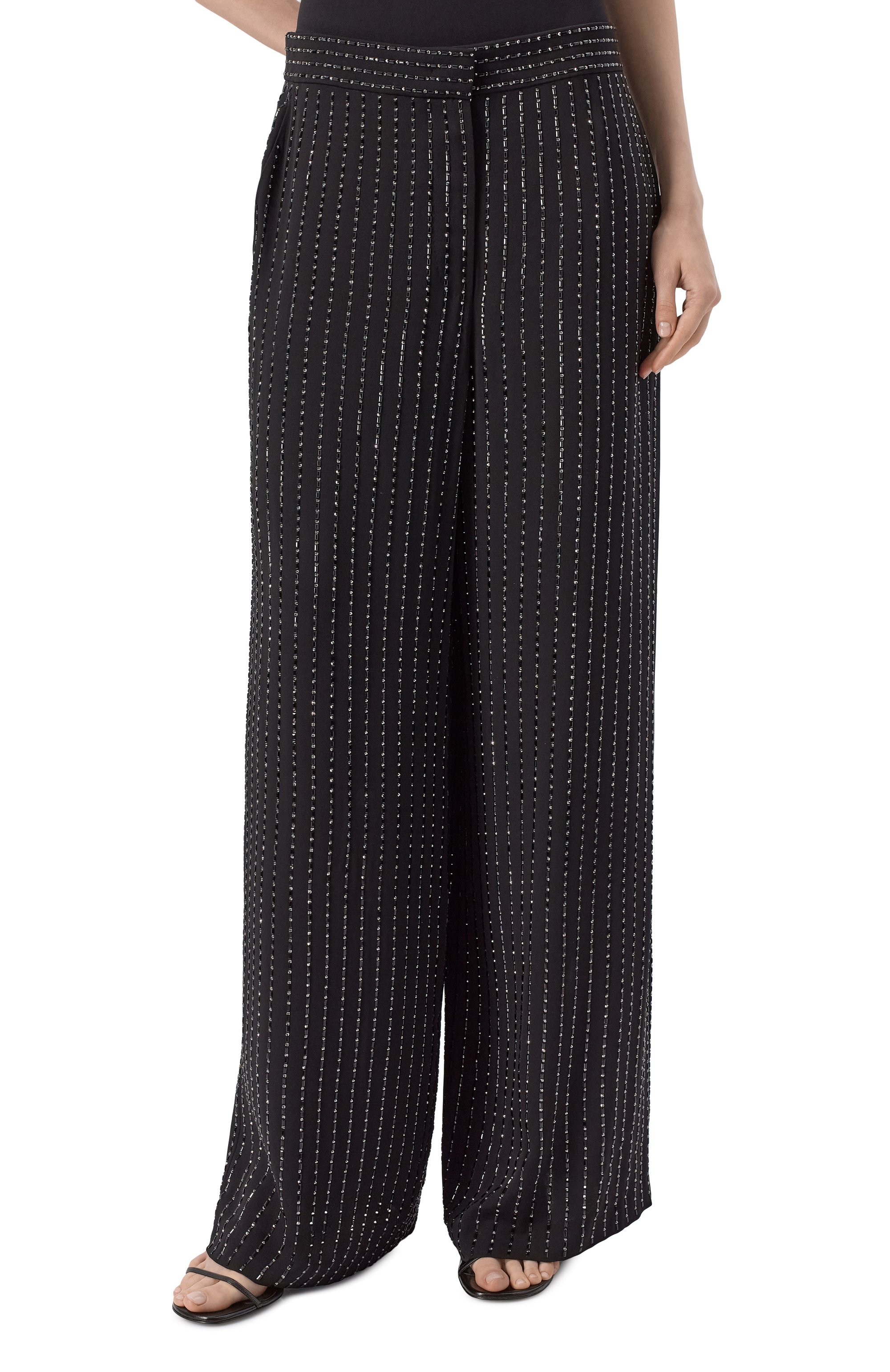 Шелковые брюки с отделкой стразами GIORGIO ARMANI, арт. GW001542/AF19945, фото 3