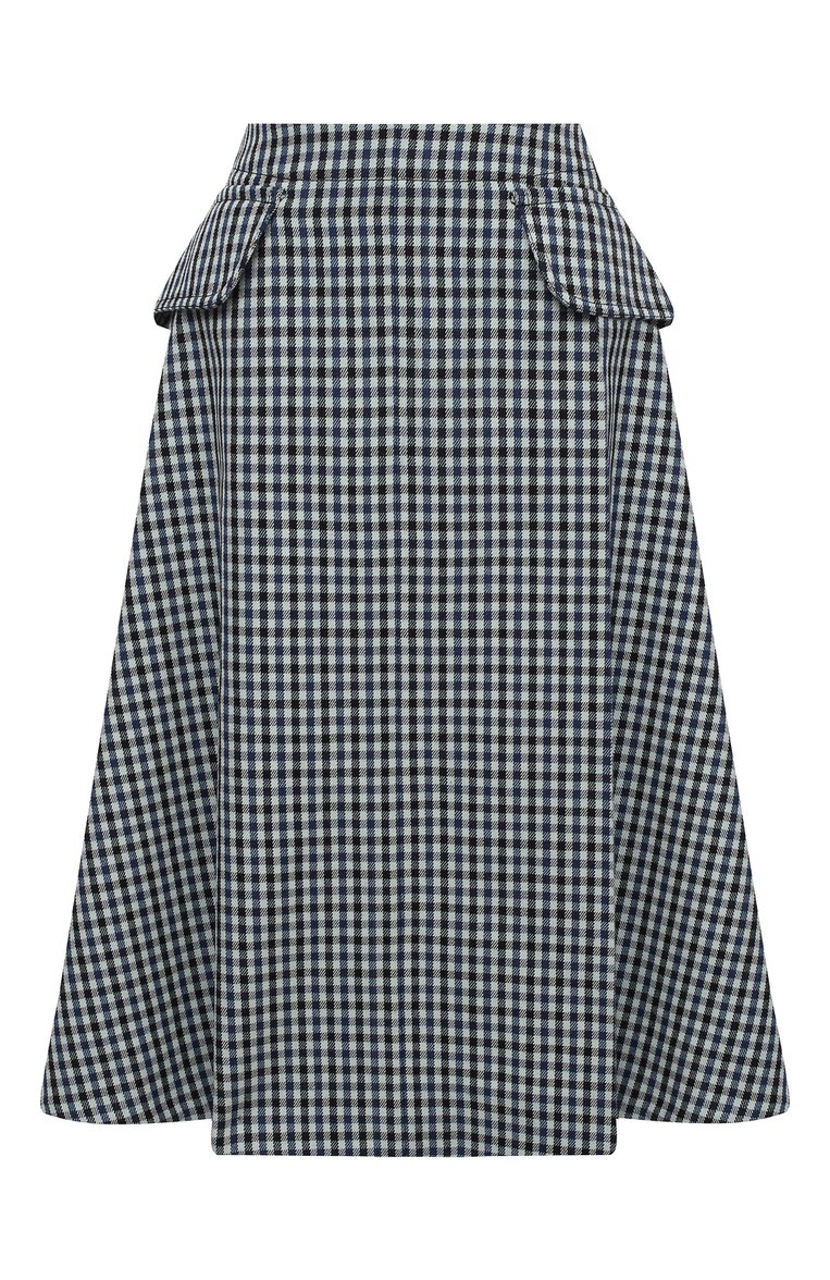 Женская шерстяная юбка LANVIN синего цвета, арт. RW-ST425U-4586-A20 | Фото 1 (Длина Ж (юбки, платья, шорты): Миди; Материал внешний: Шерсть; Материал подклада: Шелк; Женское Кросс-КТ: Юбка-одежда; Стили: Романтичный, Кэжуэл)