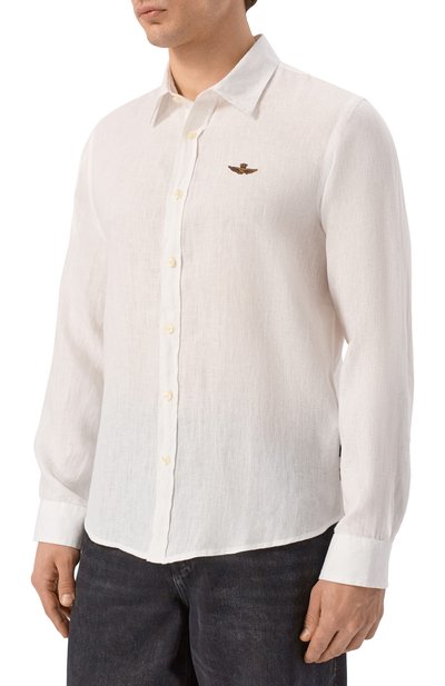 Льняная рубашка AERONAUTICA MILITARE белого цвета по цене 18050 руб., арт. CA1321UCT03089, фото 3 Льняная рубашка AERONAUTICA MILITARE, арт. CA1321UCT03089, фото 3