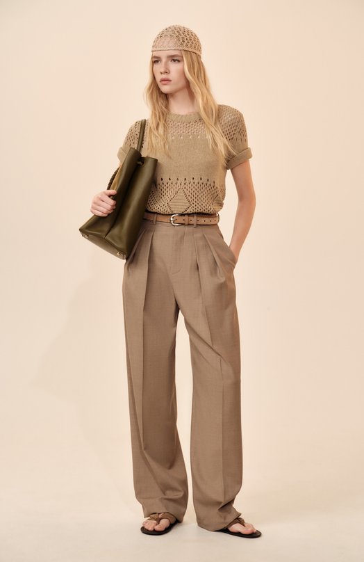 Шерстяные брюки Saint Laurent 824389/Y1I25 Бежевый  824389/Y1I25 Фото 6