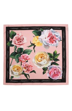Женский шелковый платок DOLCE & GABBANA розового цвета, арт. FN092R/GDCUI | Фото 4 (Материал: Текстиль, Шелк; Нос: Не проставлено; Принт: С принтом)