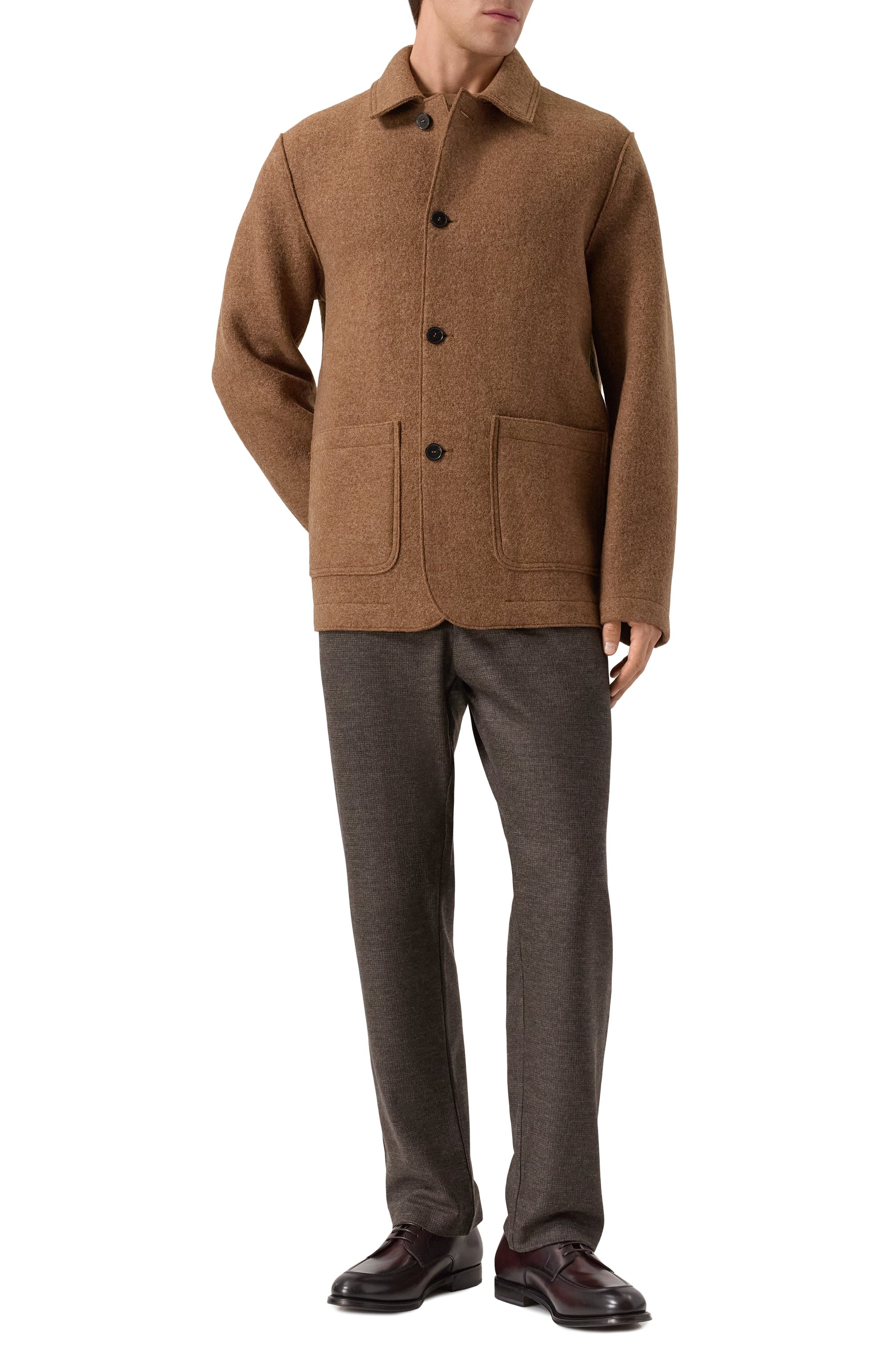 Шерстяные брюки HARRIS WHARF LONDON темно-коричневого цвета по цене 64350 руб., арт. CW7016MVA, фото 2 Шерстяные брюки HARRIS WHARF LONDON, арт. CW7016MVA, фото 2