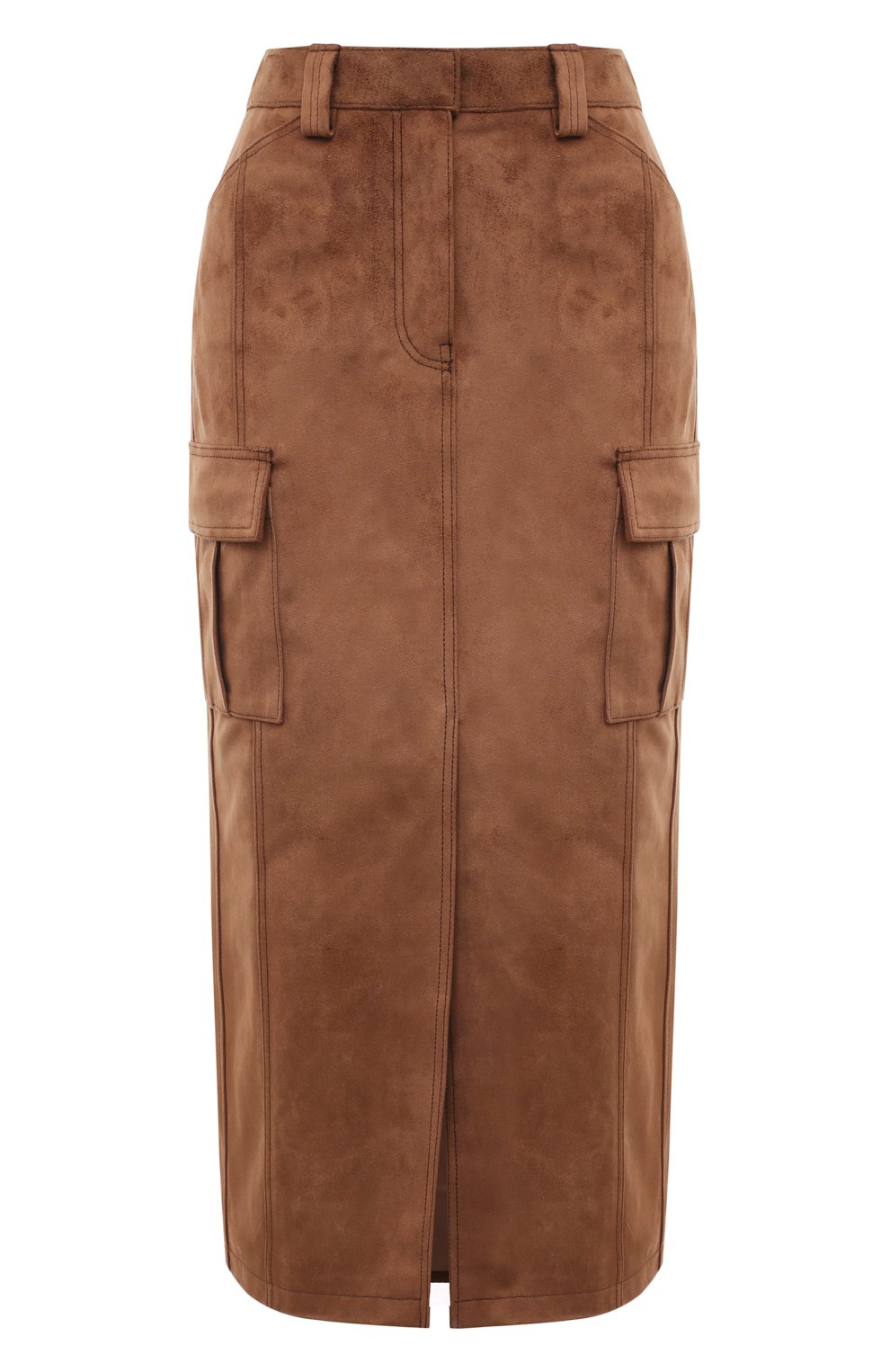 Юбка из экозамши LVIR коричневого цвета по цене 49750 руб., арт. LV23F-SK07B, фото 1 Юбка из экозамши LVIR, арт. LV23F-SK07B, фото 1