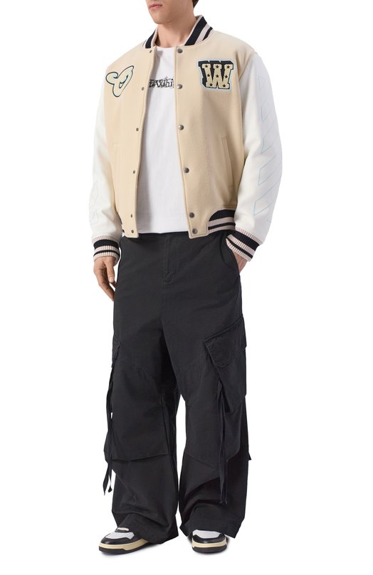 Шерстяной бомбер Off-White 0MJA122S26LEA002 Бежевый  0MJA122S26LEA002 Фото 2