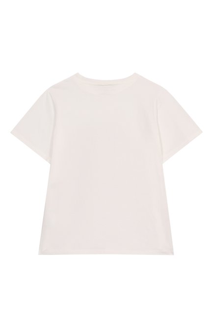 Детская хлопковая футболка STELLA MCCARTNEY молочного цвета, арт. TW8D21 | Фото 2 (Рукава: Короткие; Материал внешний: Хлопок; Драгоценные камни: Проставлено; Материал сплава: Проставлено)