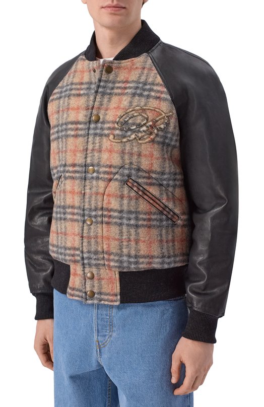 Комбинированный бомбер Burberry 8119190 Бежевый  8119190 Фото 3