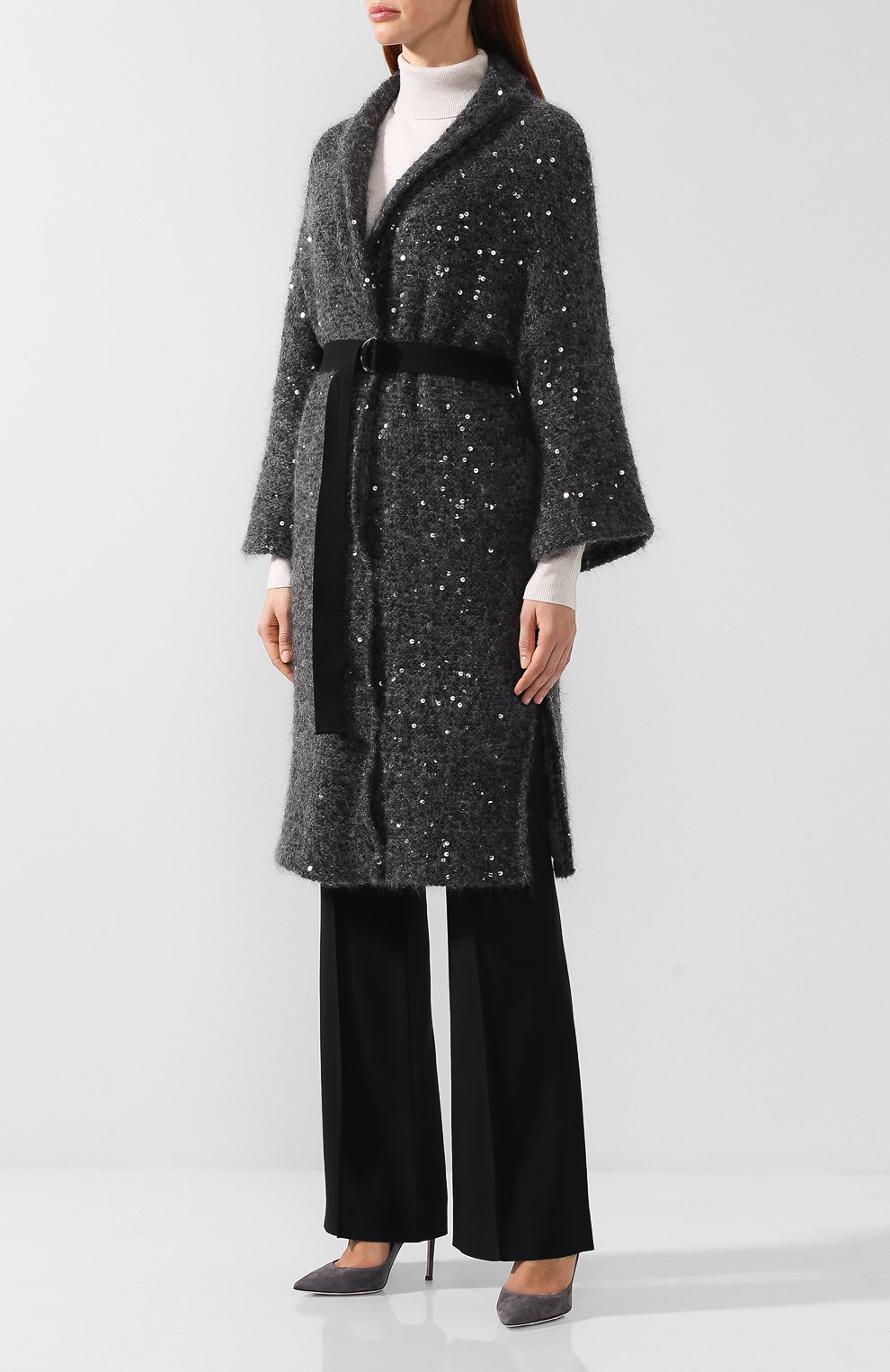Вязаный кардиган с поясом и пайетками BRUNELLO CUCINELLI, арт. M3L343026, фото 3
