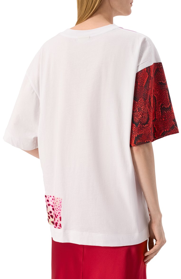 Женская хлопковая футболка DRIES VAN NOTEN разноцветного цвета, арт. 251-011132-1600 | Фото 4 (Рукава: Короткие; Материал внешний: Хлопок; Длина (для топов): Стандартные; Принт: С принтом; Стили: Минимализм)