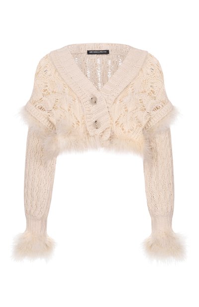 Женский хлопковый кардиган с отделкой перьями ANN DEMEULEMEESTER, арт. B0013953/KN089