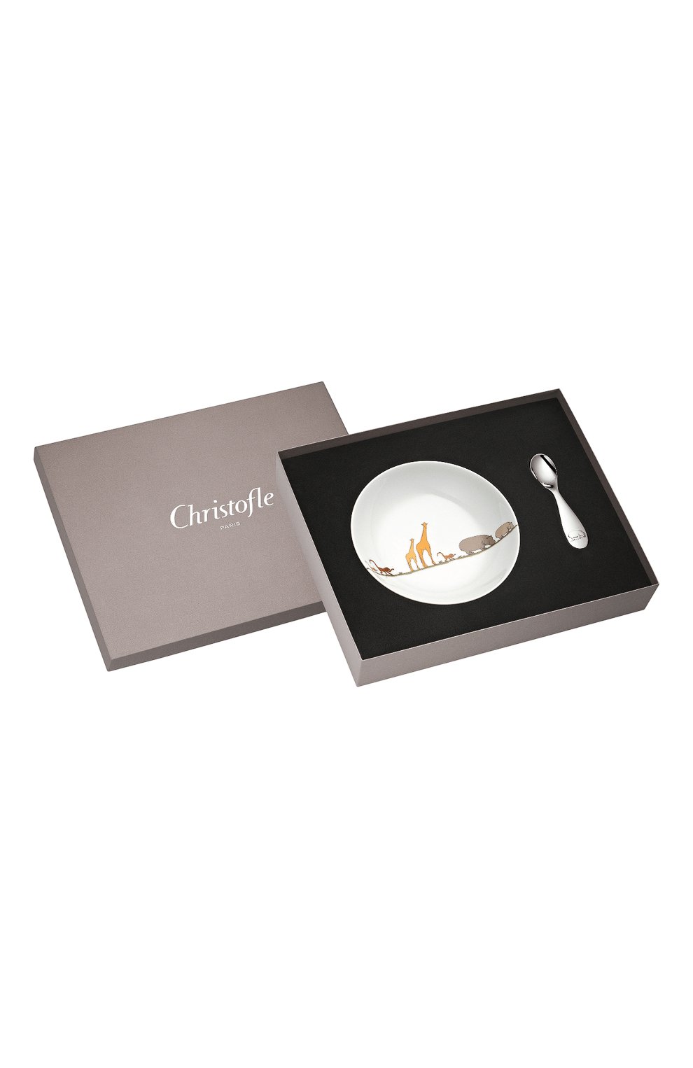 Детский набор из тарелки и ложки savane CHRISTOFLE белого цвета по цене 30900 руб., арт. 07754010, фото 1 Детский набор из тарелки и ложки savane CHRISTOFLE, арт. 07754010, фото 1