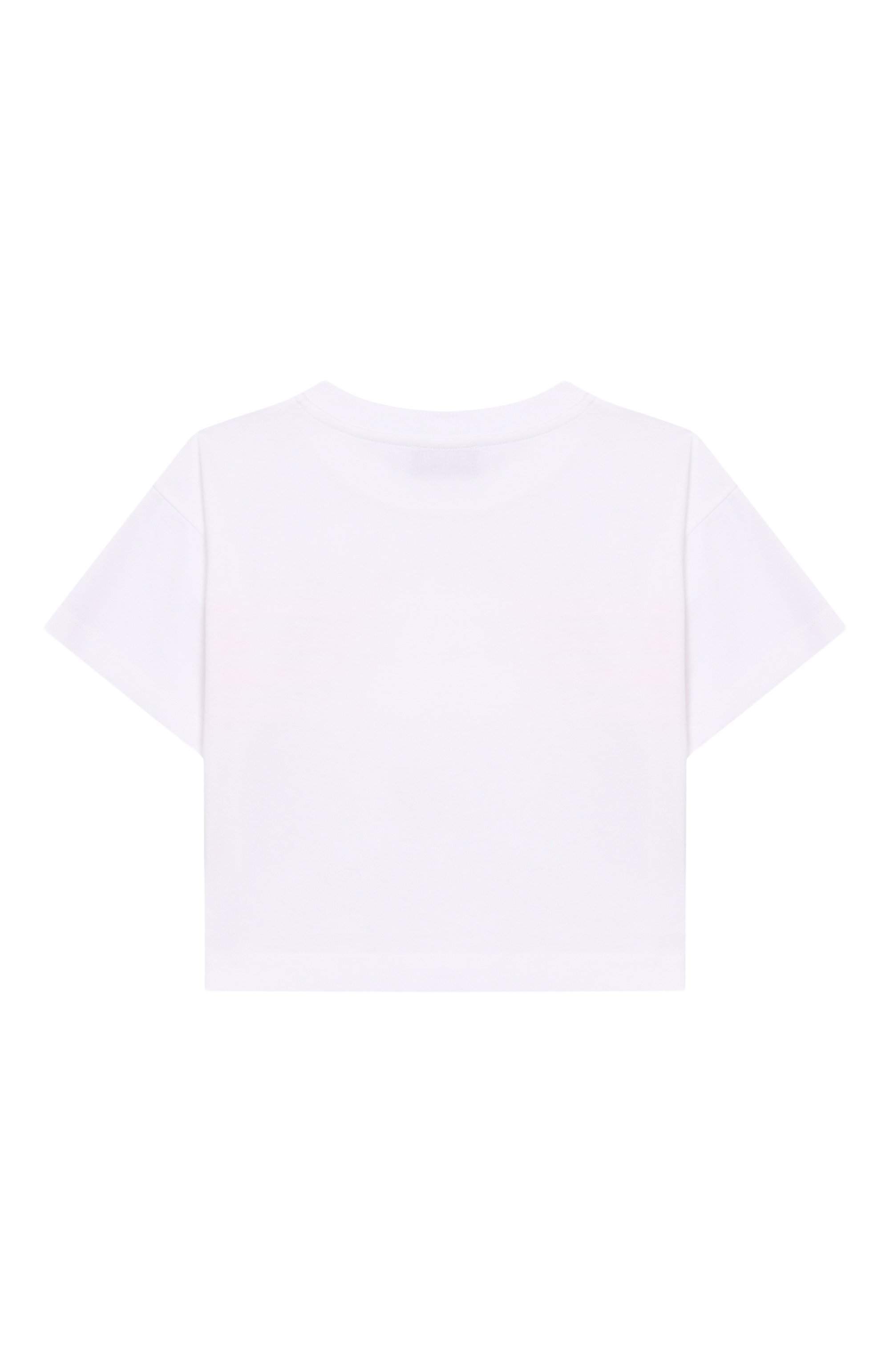 Хлопковая футболка MOSCHINO белого цвета по цене 11150 руб., арт. HDM06Y/LAA02_001, фото 2 Хлопковая футболка MOSCHINO, арт. HDM06Y/LAA02_001, фото 2