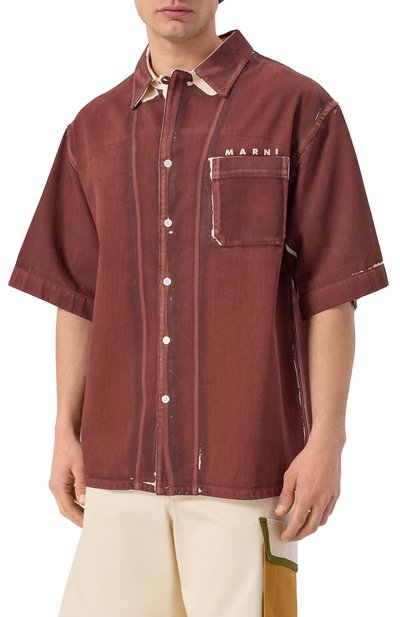 Джинсовая рубашка MARNI бордового цвета по цене 97900 руб., арт. CUJU0017A2/USCY64, фото 3 Джинсовая рубашка MARNI, арт. CUJU0017A2/USCY64, фото 3