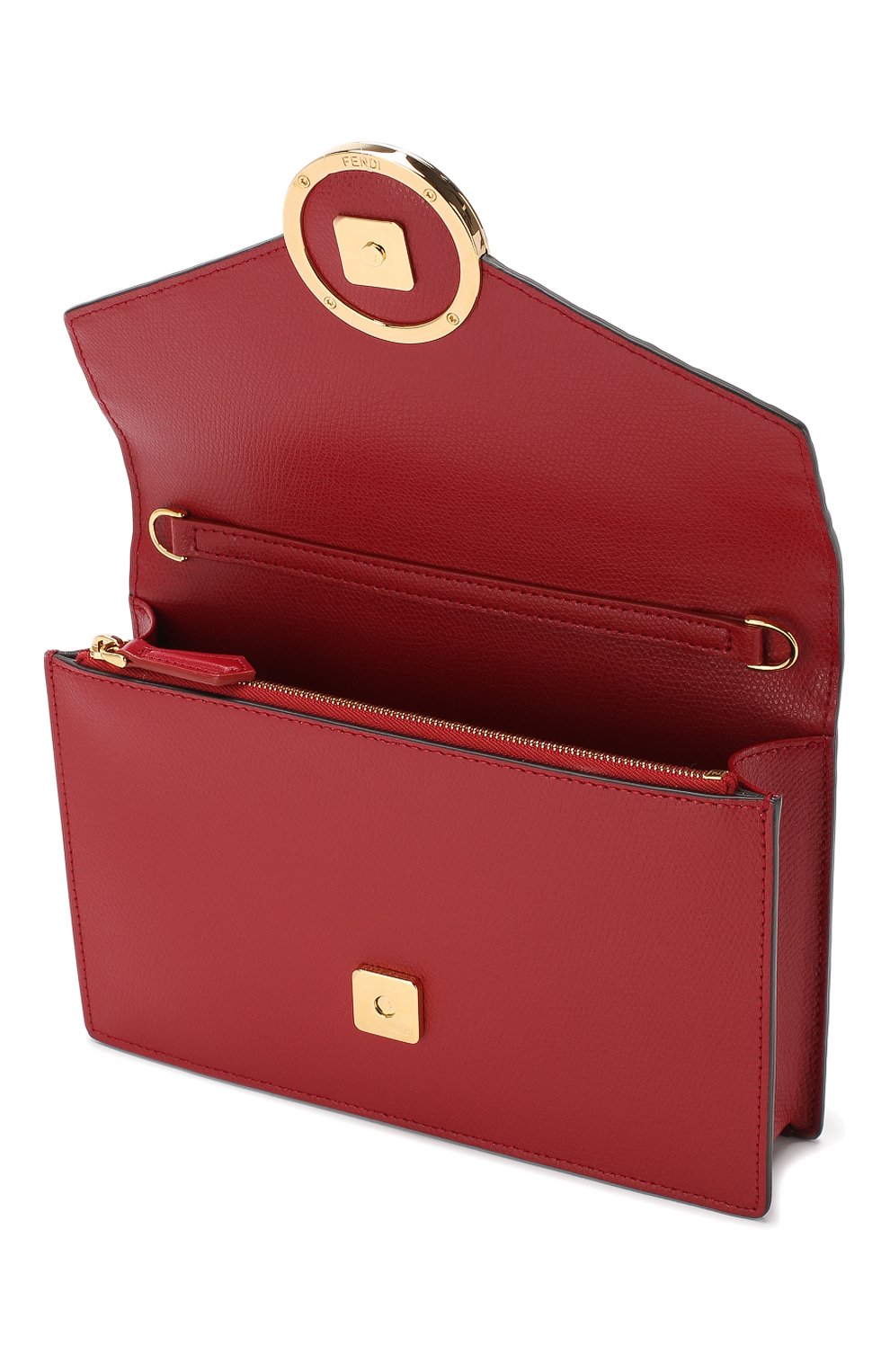Кожаная сумка FENDI красного цвета по цене 112500 руб., арт. 8BS006 A6CA, фото 4 Кожаная сумка FENDI, арт. 8BS006 A6CA, фото 4