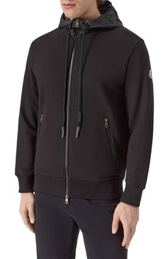 Мужской хлопковая толстовка MONCLER черного цвета, арт. 8G00034/899WC | Фото 3 (Материал внешний: Хлопок; Длина (для топов): Стандартные; Мужское Кросс-КТ: Толстовка-одежда; Рукава: Длинные; Стили: Спорт-шик)