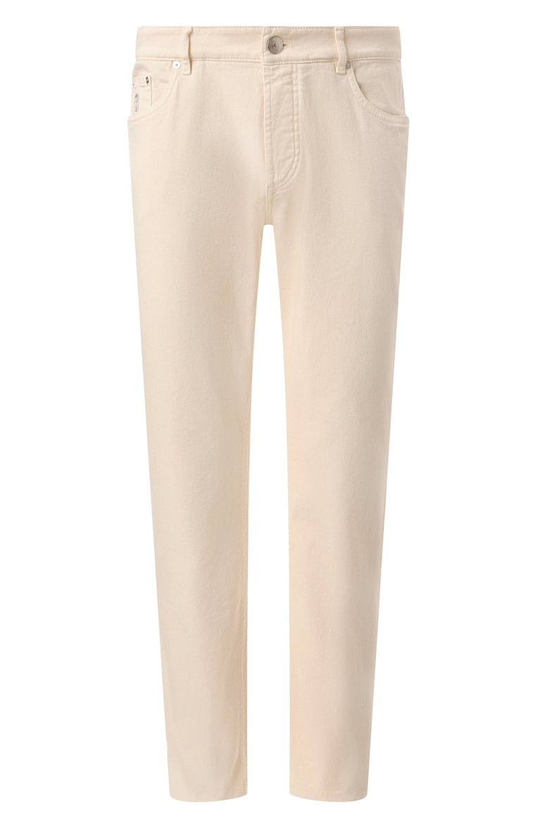 Мужские джинсы traditional fit BRUNELLO CUCINELLI светло-бежевого цвета, арт. M277PB3210 | Фото 1 (Длина (брюки, джинсы): Стандартные; Кросс-КТ: Деним; Силуэт М (брюки): Прямые; Материал внешний: Деним, Хлопок; Стили: Повседневный; Автоматизация ТО: Проставлено; Автоматизация состава: Проставлено; Детали: Без декора; Размерность: Идёт в размер)