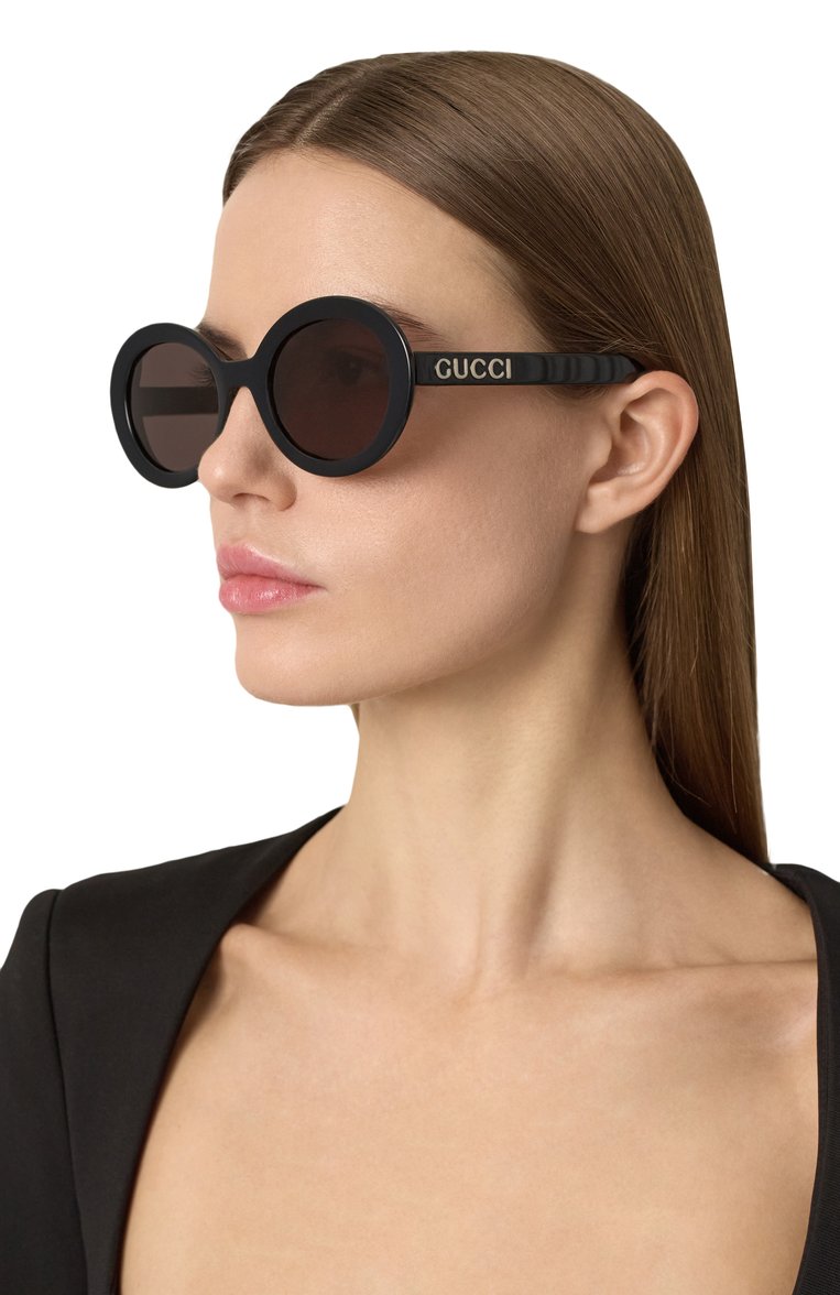 Женские солнцезащитные очки GUCCI черного цвета, арт. GG1722SA 001 | Фото 2 (Региональные ограничения белый список (Axapta Mercury): Не проставлено; Нос: Не проставлено; Тип очков: С/з; Материал: Пластик; Оптика Гендер: оптика-женское; Очки форма: Круглые)