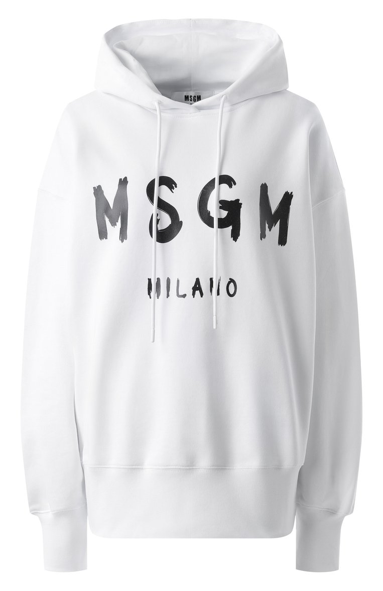 Женский хлопковое худи MSGM белого цвета, арт. 2000MDM515/300000 | Фото 1 (Материал сплава: Проставлено; Драгоценные камни: Проставлено; Рукава: Длинные; Длина (для топов): Стандартные; Стили: Кэжуэл; Женское Кросс-КТ: Худи-одежда; Материал внешний: Хлопок)