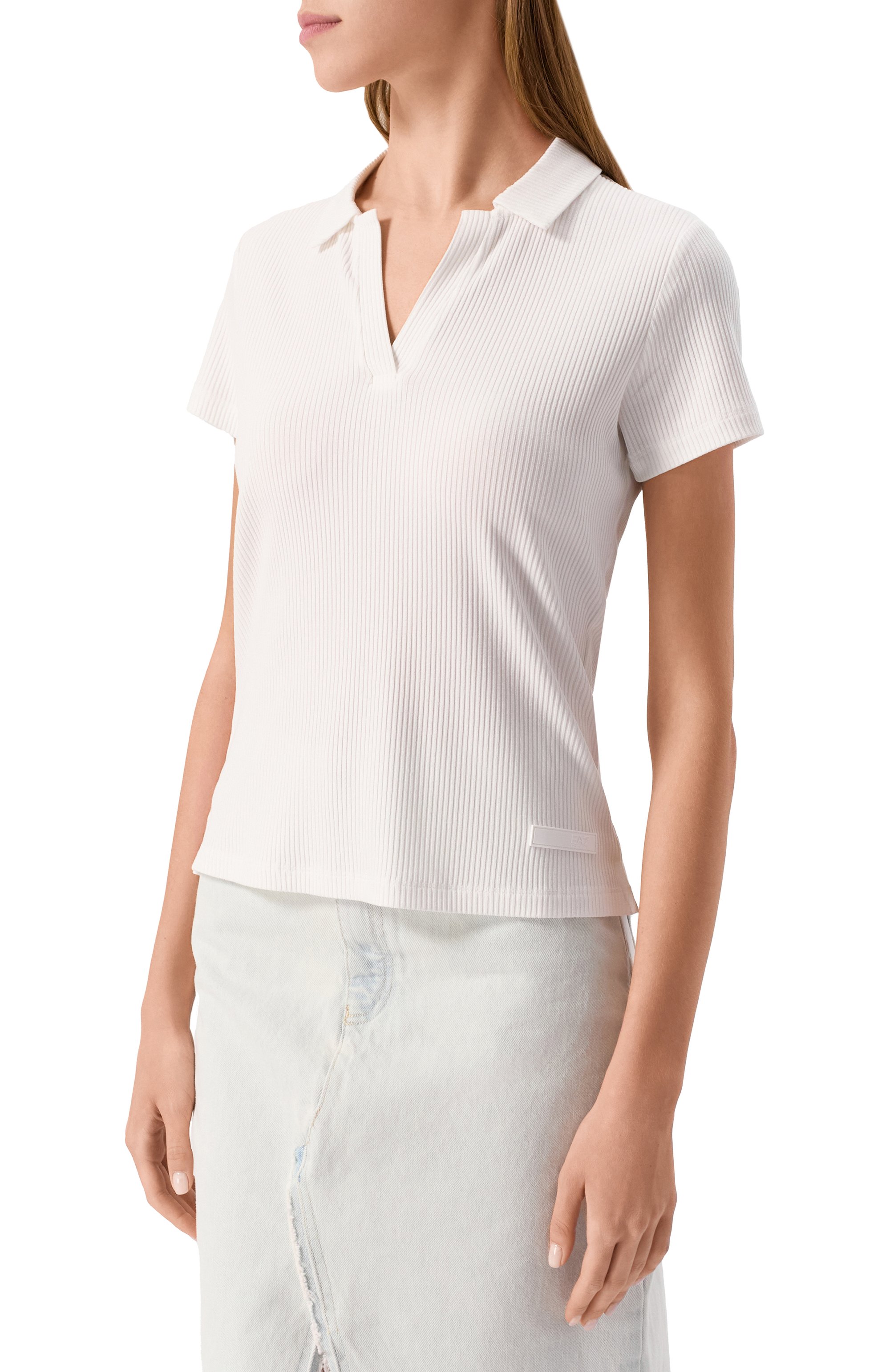 Поло из вискозы EA7 белого цвета по цене 14050 руб., арт. 7W000490/AF12654, фото 3 Поло из вискозы EA7, арт. 7W000490/AF12654, фото 3