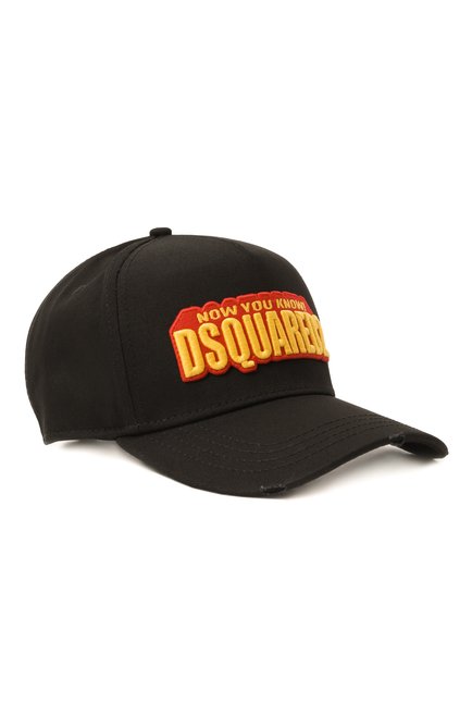 Мужская хлопковая бейсболка DSQUARED2 черного цвета, арт. BCM0901/05C00001 | Фото 1 (Материал: Текстиль, Хлопок; Материал сплава: Проставлено; Нос: Не проставлено)