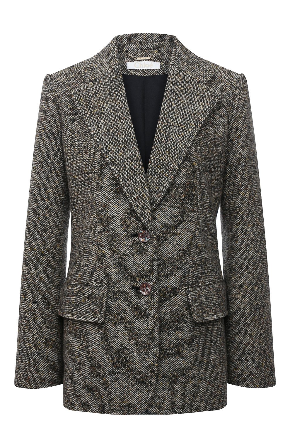 Жакет из шерсти и шелка CHLOÉ темно-серого цвета по цене 291000 руб., арт. CHC21WVE03165, фото 1 Жакет из шерсти и шелка CHLOÉ, арт. CHC21WVE03165, фото 1