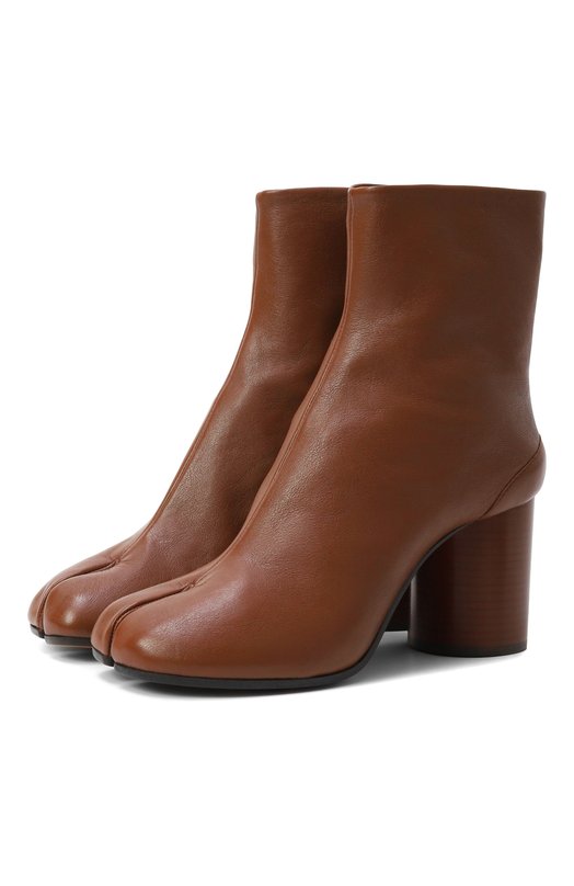 Кожаные ботильоны Tabi Maison Margiela S58WU0260/P3753 Коричневый S58WU0260/P3753