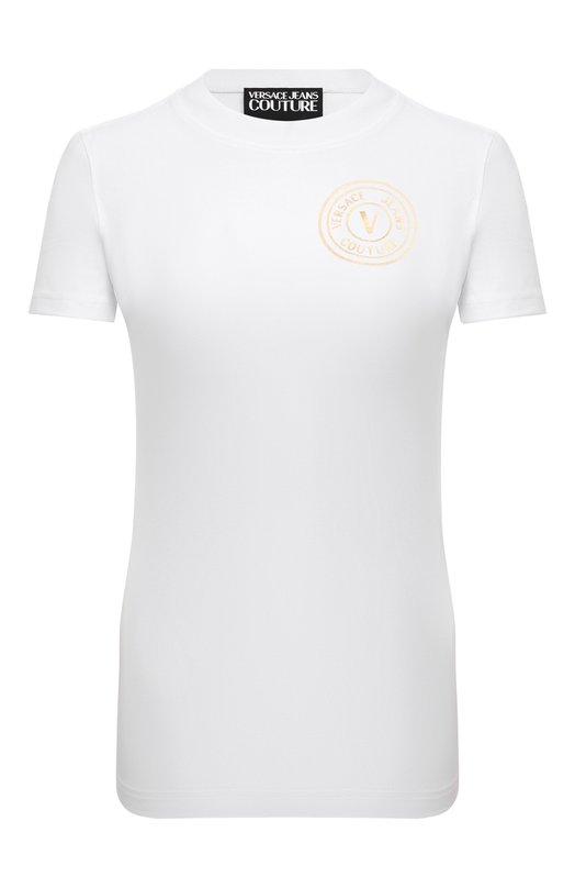 Хлопковая футболка Versace Jeans Couture 77HAHT00/CJ03T Белый 77HAHT00/CJ03T