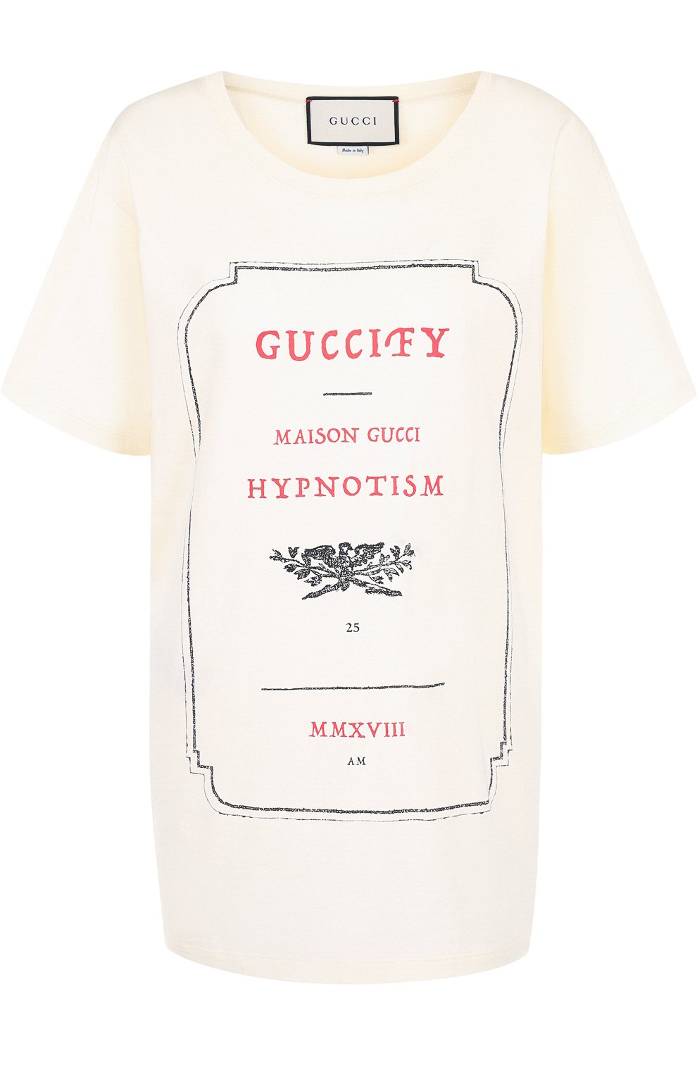 Хлопковая футболка с круглым вырезом и принтом GUCCI, арт. 492347/X3N38, фото 1