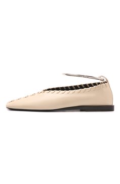 Женские кожаные балетки ballerina JIL SANDER кремвого цвета, арт. JS30217A-15070 | Фото 2 (Материал внутренний: Натуральная кожа; Подошва: Плоская; Каблук высота: Низкий; Материал сплава: Проставлено; Драгоценные камни: Проставлено; Материал внешний: Натуральная кожа)