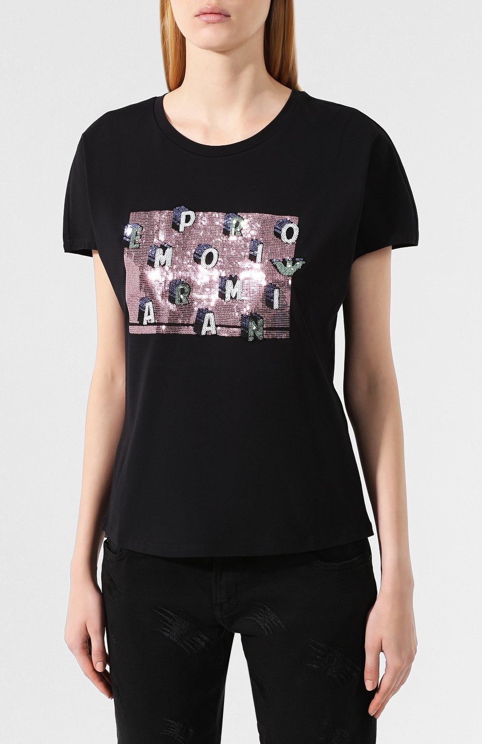 Хлопковая футболка EMPORIO ARMANI черного цвета по цене 23800 руб., арт. 6G2T7X/2J7SZ, фото 3 Хлопковая футболка EMPORIO ARMANI, арт. 6G2T7X/2J7SZ, фото 3