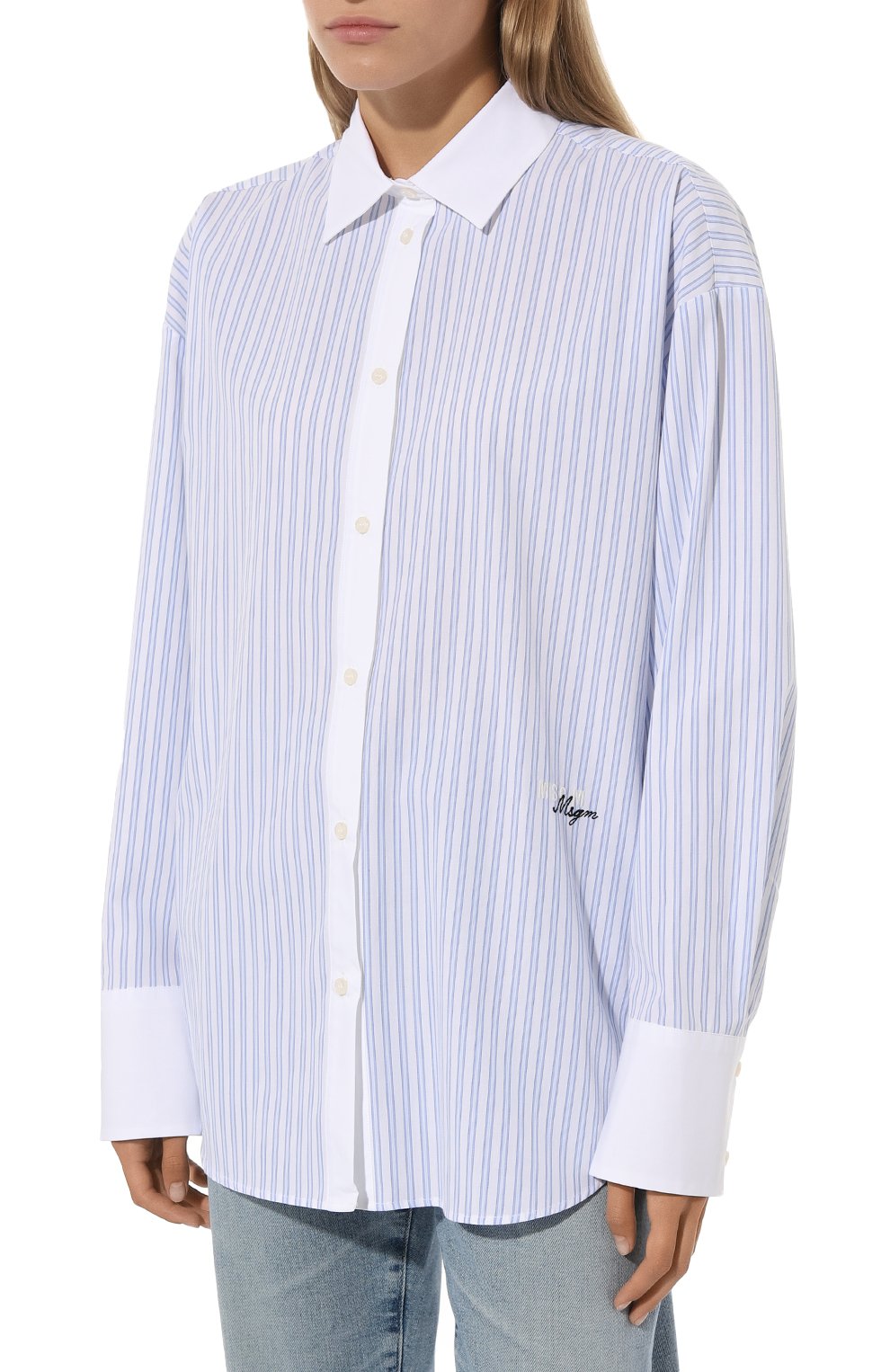 Хлопковая рубашка MSGM белого цвета по цене 35550 руб., арт. 3541MDE19XY/237618, фото 3 Хлопковая рубашка MSGM, арт. 3541MDE19XY/237618, фото 3