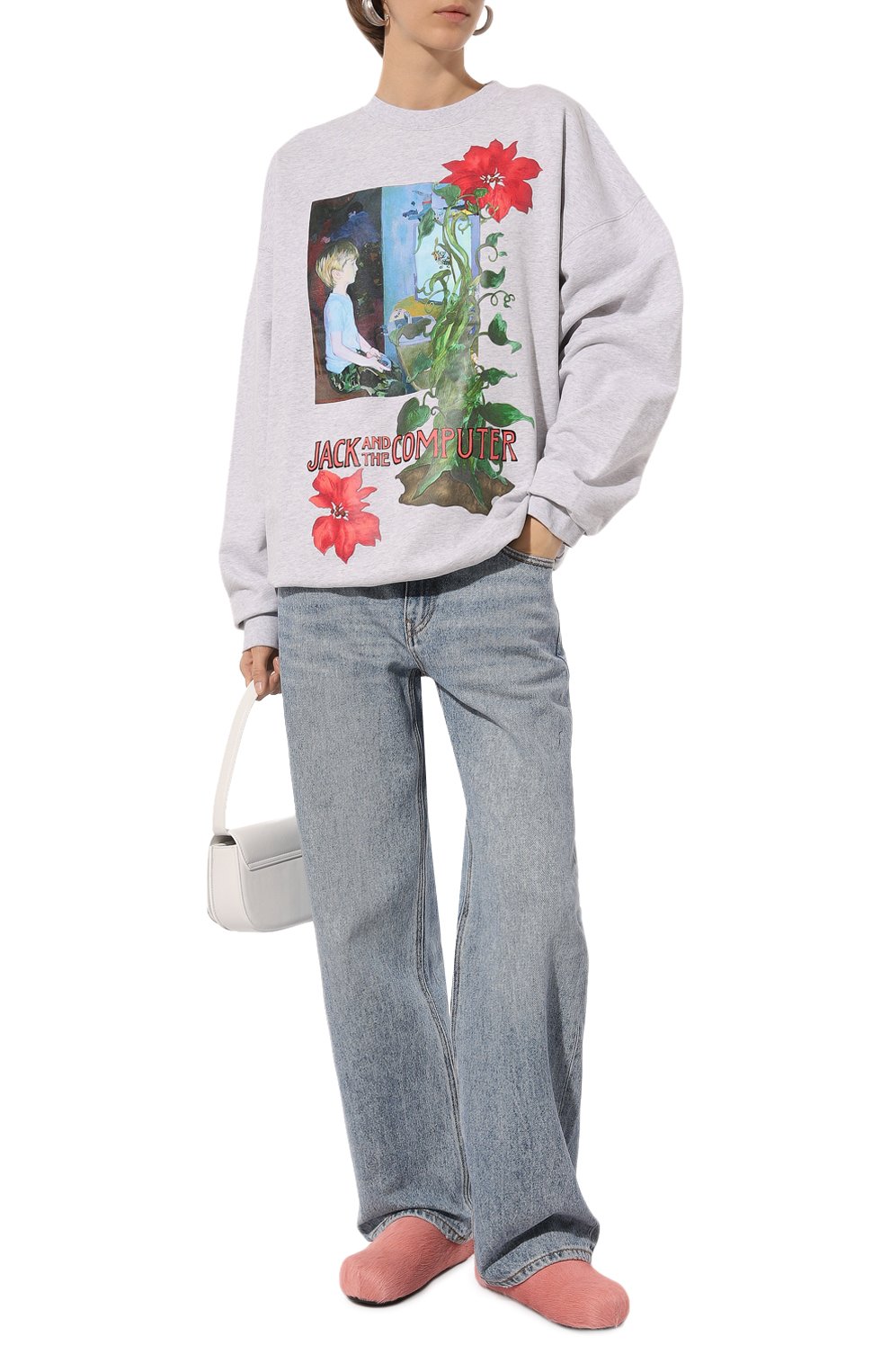 Хлопковый свитшот JW ANDERSON серого цвета по цене 39950 руб., арт. JW0206/PG1598, фото 2 Хлопковый свитшот JW ANDERSON, арт. JW0206/PG1598, фото 2