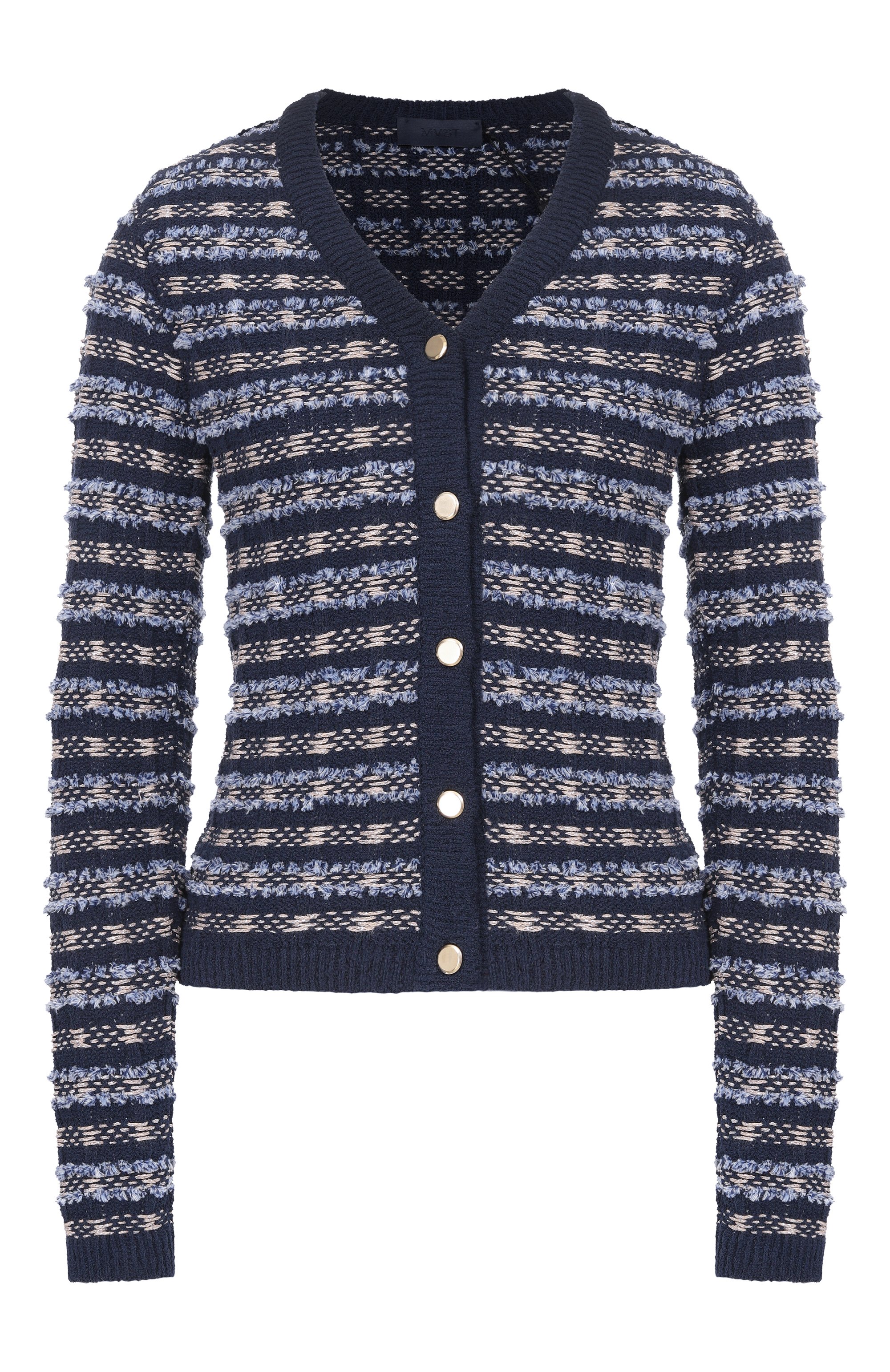 Кардиган из хлопка и вискозы MVST синего цвета по цене 182000 руб., арт. M26.2PW.K218/Y004, фото 1 Кардиган из хлопка и вискозы MVST, арт. M26.2PW.K218/Y004, фото 1