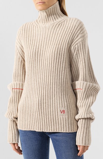 Шерстяной пуловер VICTORIA BECKHAM, арт. JU KNT 7702 PSS19 RIB DETAIL, фото 3