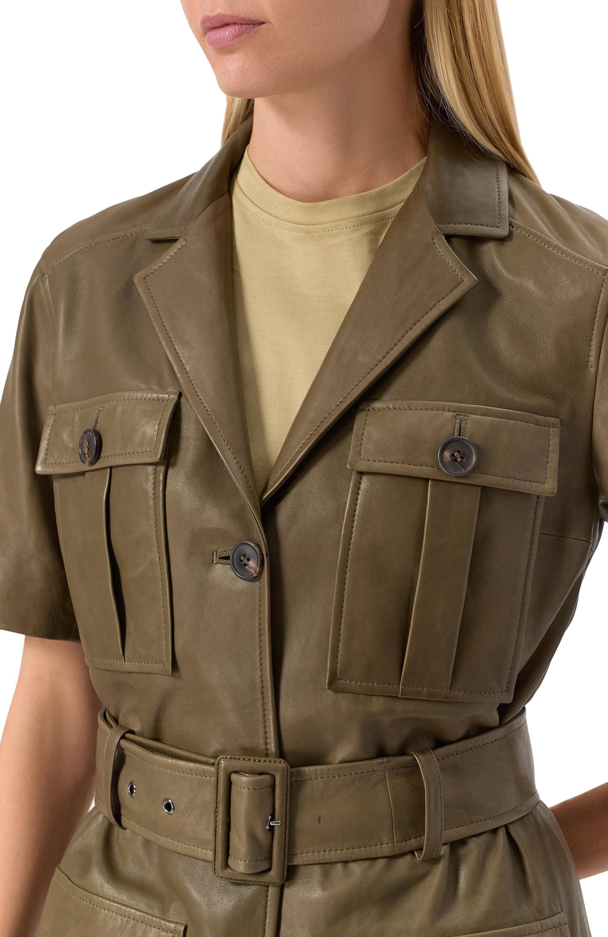 Кожаный жакет MVST хаки цвета по цене 552000 руб., арт. 34406/46-52, фото 5 Кожаный жакет MVST, арт. 34406/46-52, фото 5