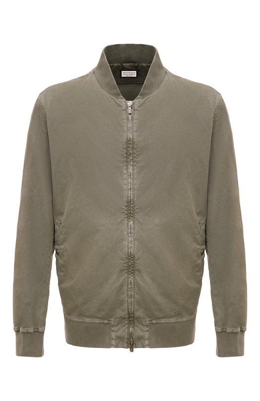 Хлопковый бомбер Brunello Cucinelli MA0816499 Хаки MA0816499