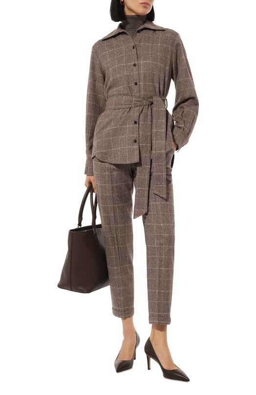 Брюки из шелка и шерсти Kiton D53116K0541E01 Коричневый  D53116K0541E01 Фото 2