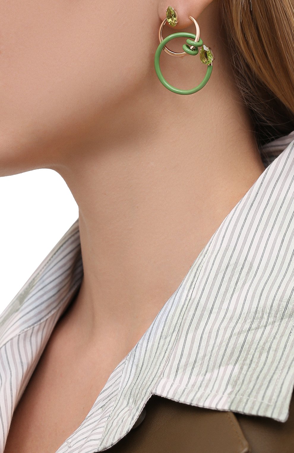 Серьги BEA BONGIASCA зеленого цвета по цене 144000 руб., арт. VE214RGS-M/M, фото 2 Серьги BEA BONGIASCA, арт. VE214RGS-M/M, фото 2