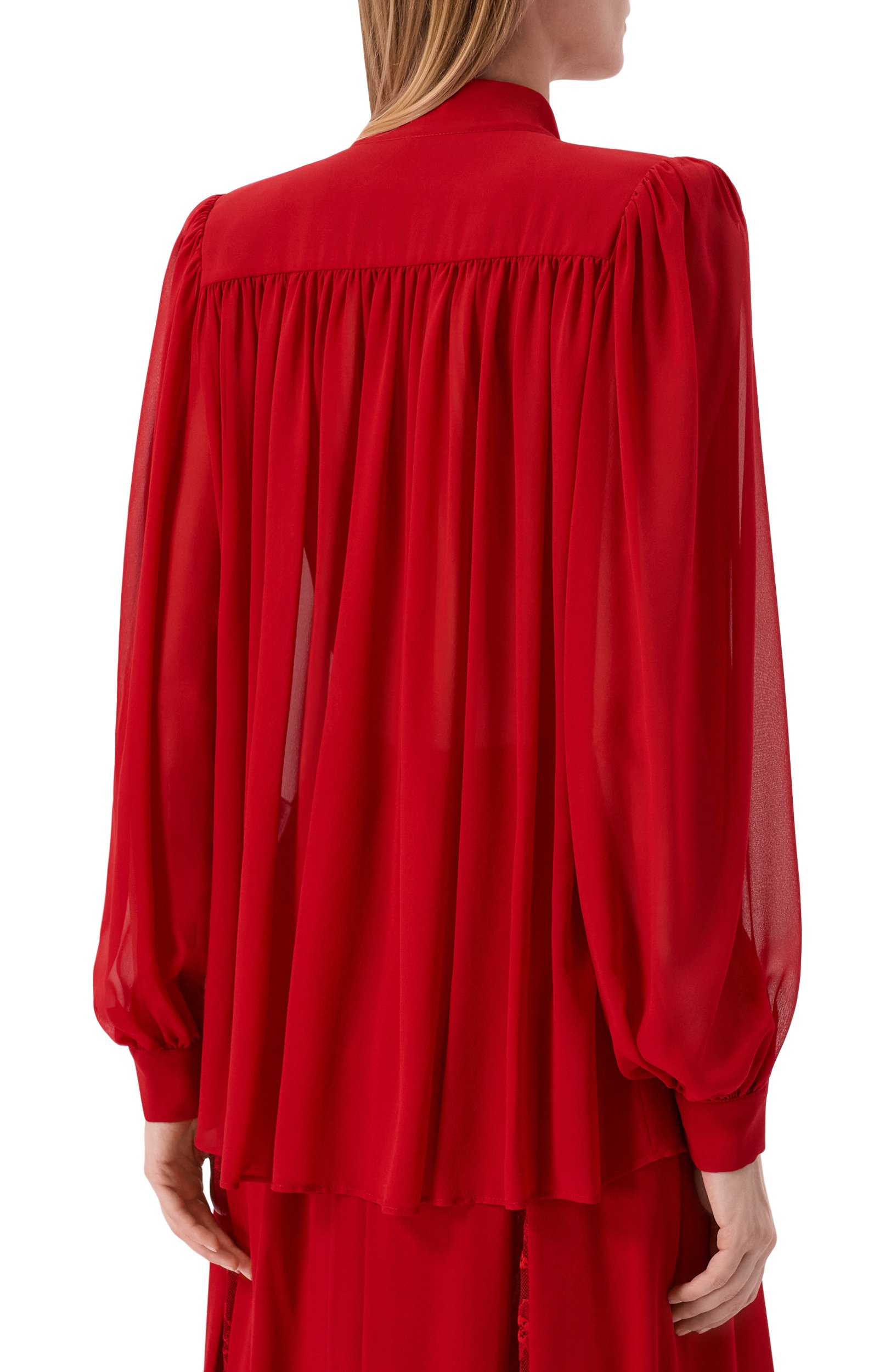 Шелковая блузка ELIE SAAB красного цвета по цене 199500 руб., арт. T0401NP26/SI001, фото 4 Шелковая блузка ELIE SAAB, арт. T0401NP26/SI001, фото 4