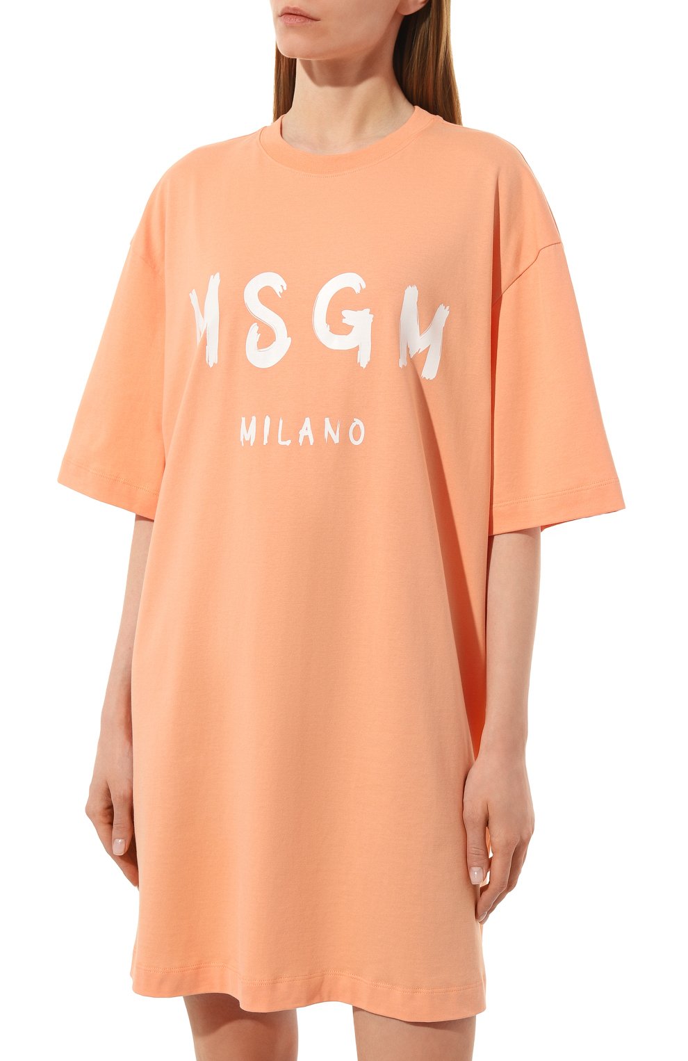 Хлопковая футболка MSGM оранжевого цвета по цене 18300 руб., арт. 3441MDA510 237002, фото 3 Хлопковая футболка MSGM, арт. 3441MDA510 237002, фото 3